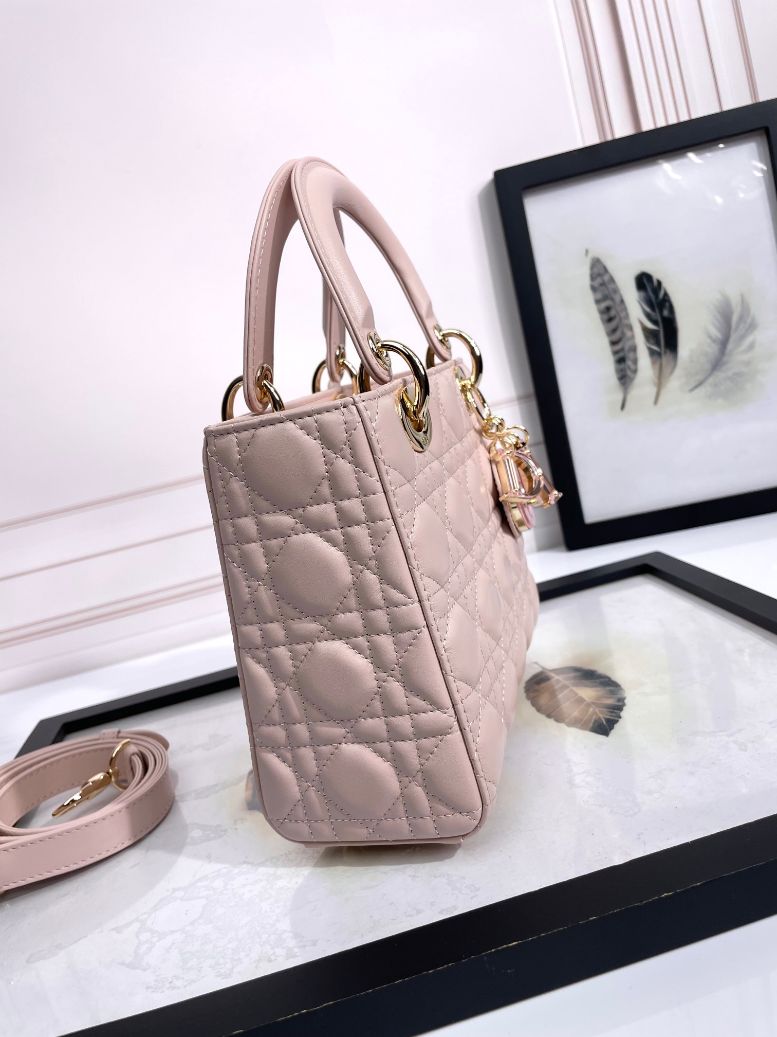 Small Lady Dior My ABCDior Bag Pale Pink Cannage Lambskin